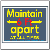 Maintain 6ft apart at all times sign