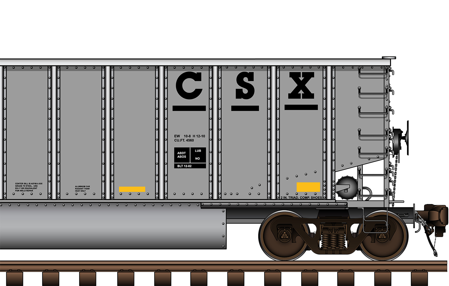 Right side of hopper car