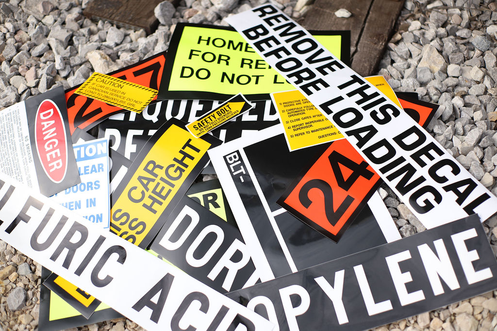 A pile of screenprinted decals