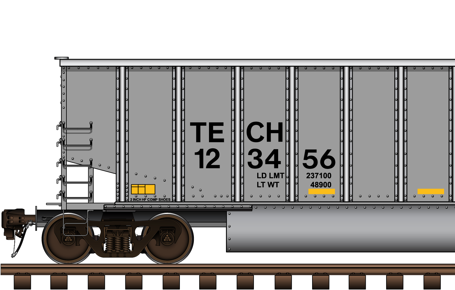 Vector closeup of decals on a hopper railcar.